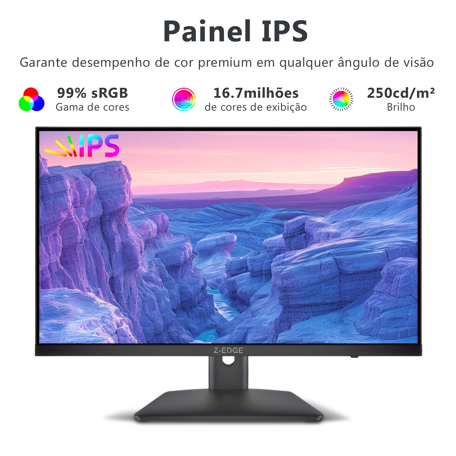 Monitor 4K 27 polegadas Z-Edge, IPS Ultra HD 3840x2160, 60 Hz